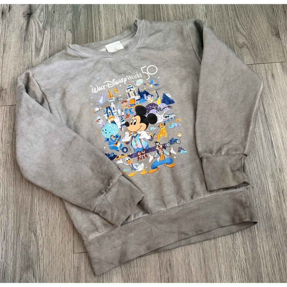 Disney Parks Kids Mickey Mouse WDW 50th Anniversary Crewneck Sweatshirt Size S